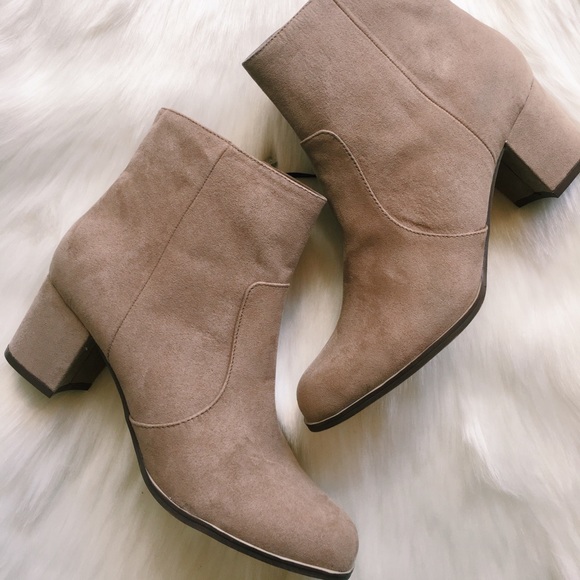 tan bootie heels